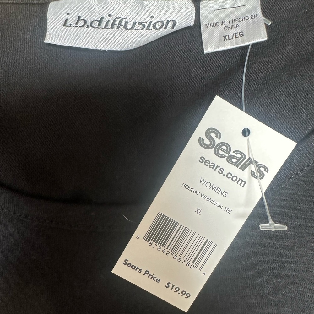 NWT Sears Black Festive Women's Long Sleeve Tee, Size XL, MSRP $20 - Picture 4 of 6